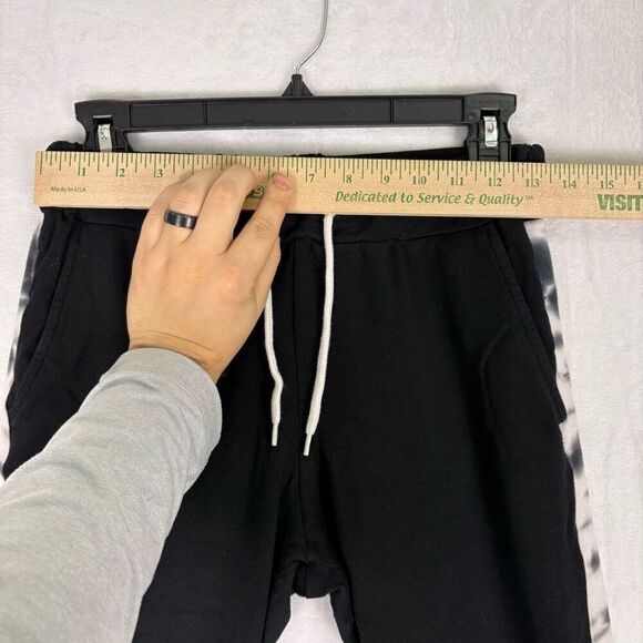 Monrow Black with Black & White Tie Dye Sides Jogger Sweatpants Size XS - Picture 5 of 12
